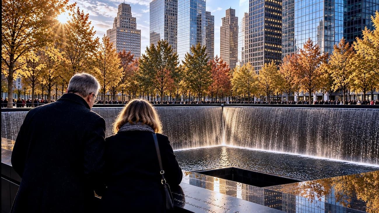New York 9-11 Memorial Reflecting Pool Autumn