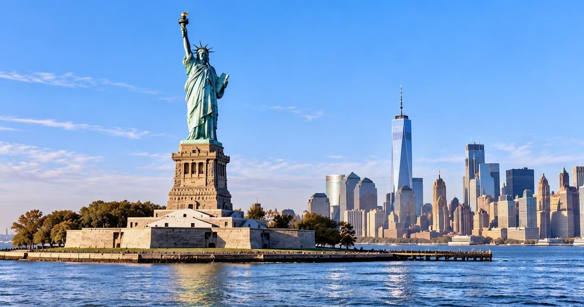 Statue of Liberty Lower Manhattan skyline