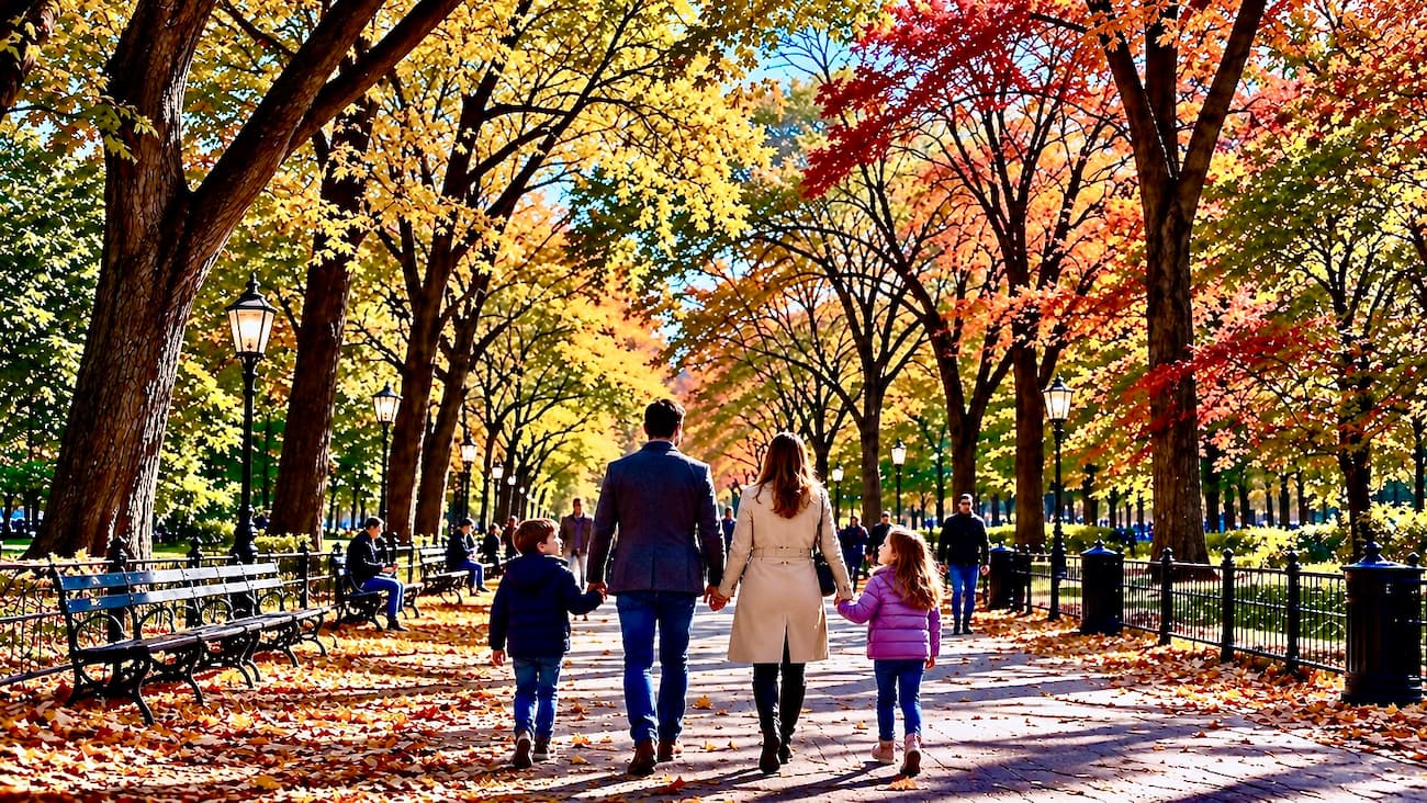 Walking through Central Park in peak autumn foliage.